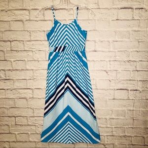 Girl's Maxi Dress in Teal, Navy & White Size 8